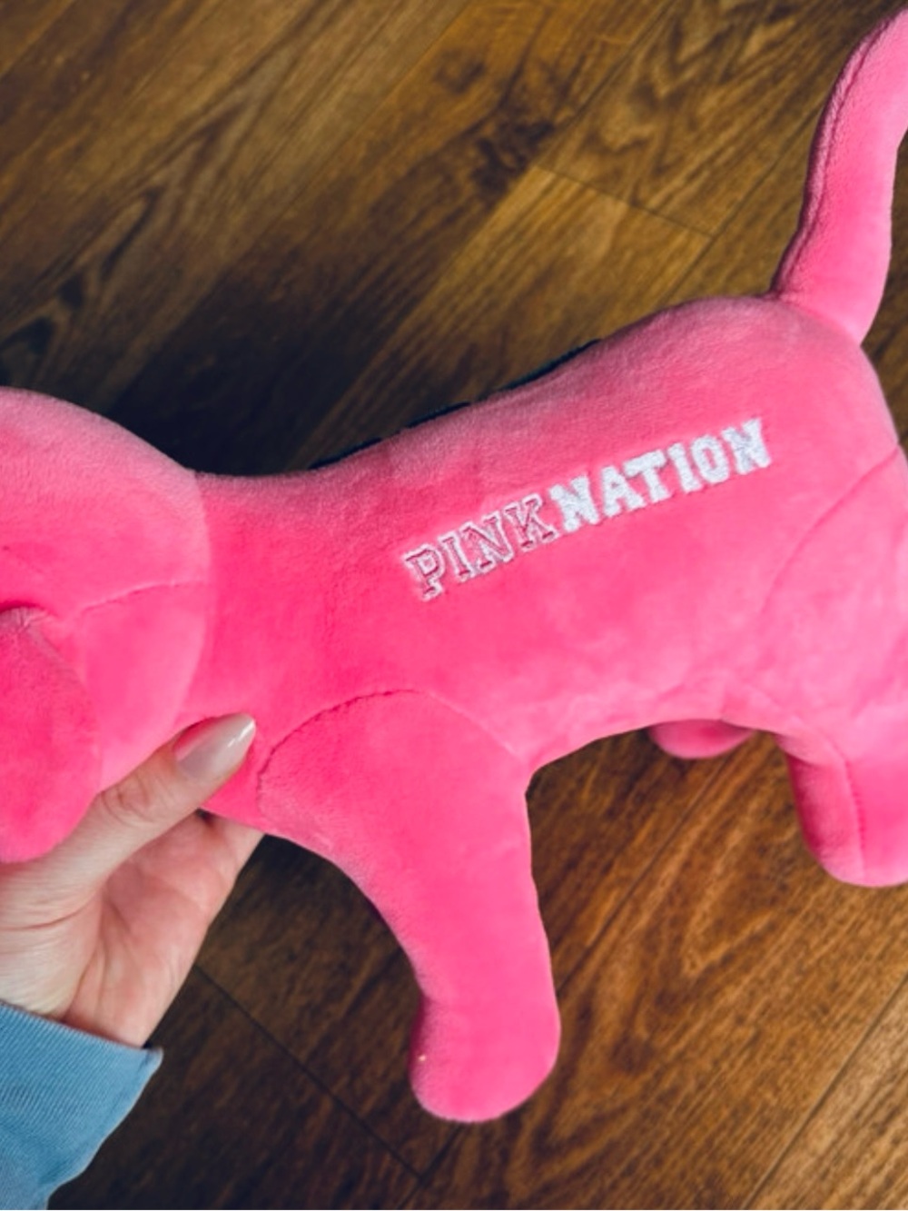 PINK Victoria's Secret Bright Pink Plush Dog Toy with PN Patch - Picture 2 of 4